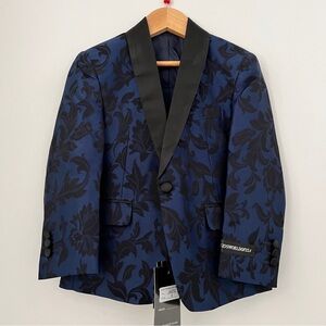 NWT Black & Blue Toddler Boy’s Kids World of USA Brocade Blazer Jacket Sz 4